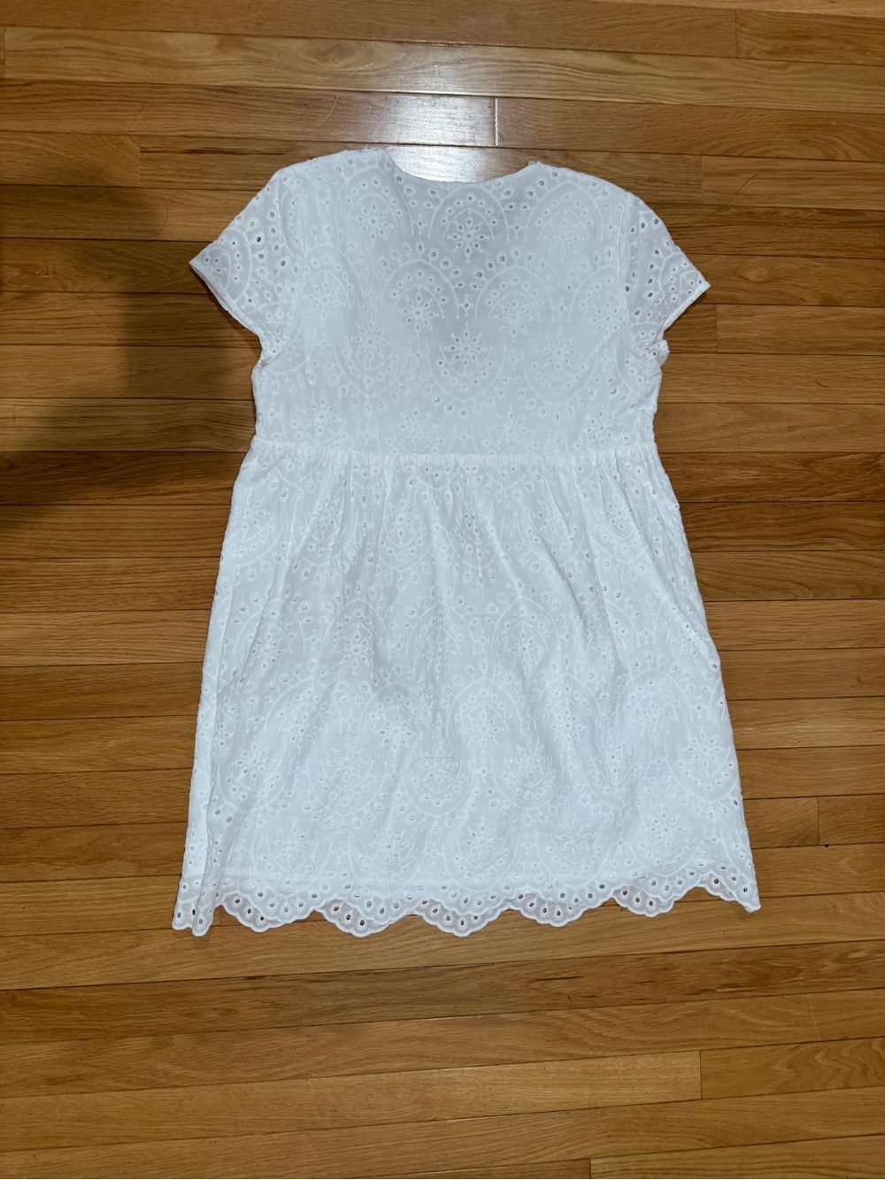 White Eyelet Lace Short Sleeve Baby Doll Dress